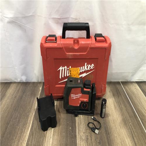 AS-IS Milwaukee Green 100 ft. Cross Line and Plumb Points Rechargeable Laser Level with REDLITHIUM Lithium-Ion USB Battery and Charger