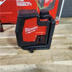 HOUSTON LOCATION - AS-IS MILWAUKEE 100 Ft. REDLITHIUM Lithium-Ion USB Green Rechargeable Cross Line Laser Level with Charger