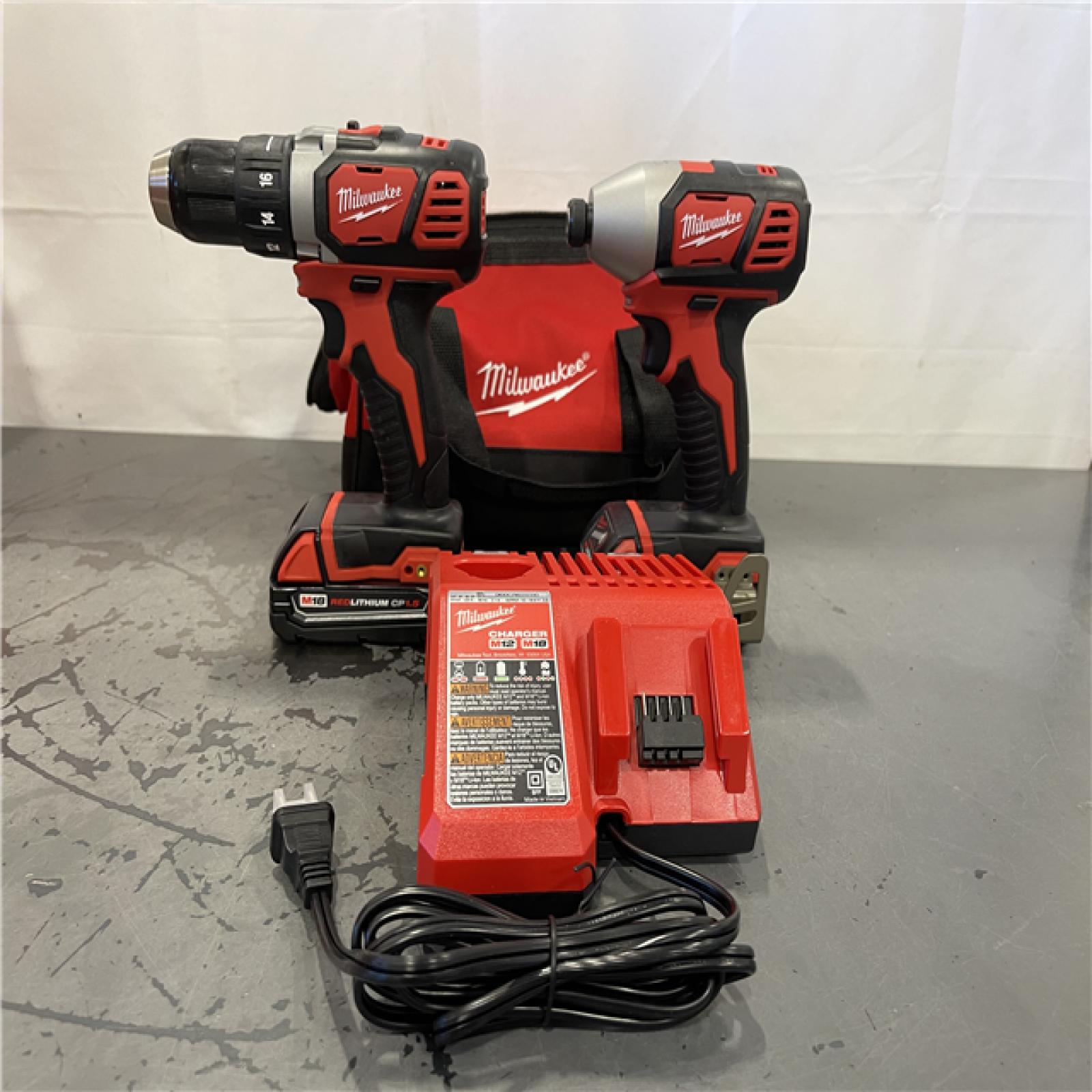 AS-IS- Milwaukee 18V Cordless Brushed 2-Tool Drill/Driver and Impact Driver Kit