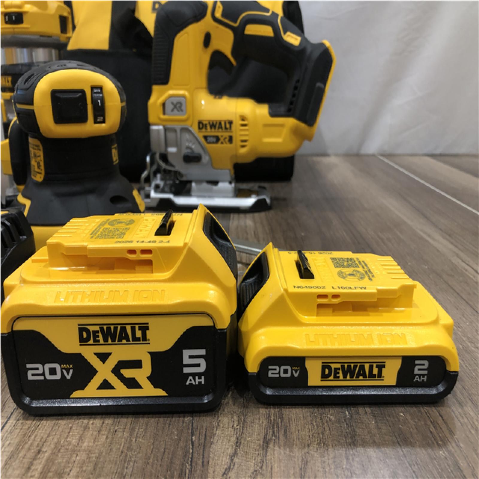 AS-IS DEWALT 20V MAX Lithium-Ion Cordless 3-Tool Combo Kit with 2.0 Ah Battery  5.0 Ah Battery  Charger and Bag