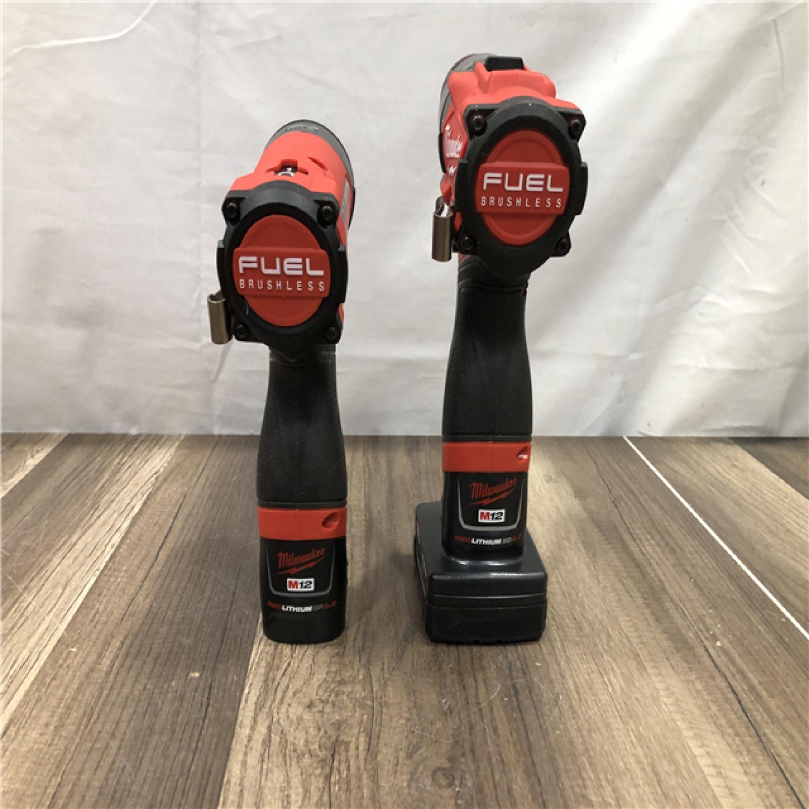 AS-IS Milwaukee FUEL 12-Volt Lithium-Ion Brushless Cordless Hammer Drill and Impact Driver Combo Kit