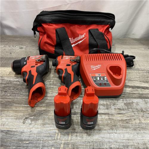 AS-IS Milwaukee 12-Volt Lithium-Ion Brushless Cordless Subcompact Drill and Impact Driver Combo Kit