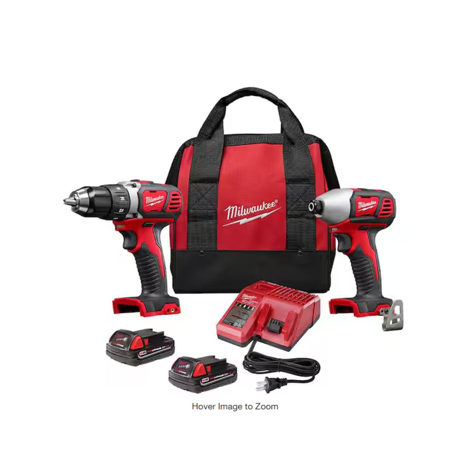 NEW! - Milwaukee M18 18V Lithium-Ion Cordless Drill Driver/Impact Driver Combo Kit (2-Tool) W/ Two 1.5Ah Batteries  Charger Tool Bag