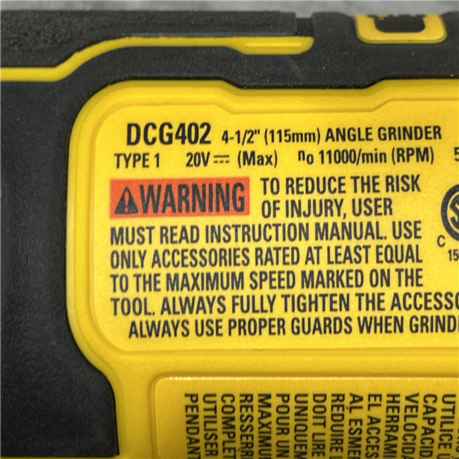 AS-IS DEWALT ATOMIC 20V MAX Cordless 4-1/2 in. Angle Grinder with Paddle Switch (Tool Only)
