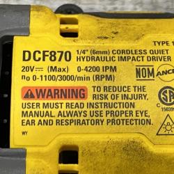 AS-IS DEWALT 20V XR Brushless Cordless 1/4 in. Quiet Hydraulic Impact Driver (Tool-Only)