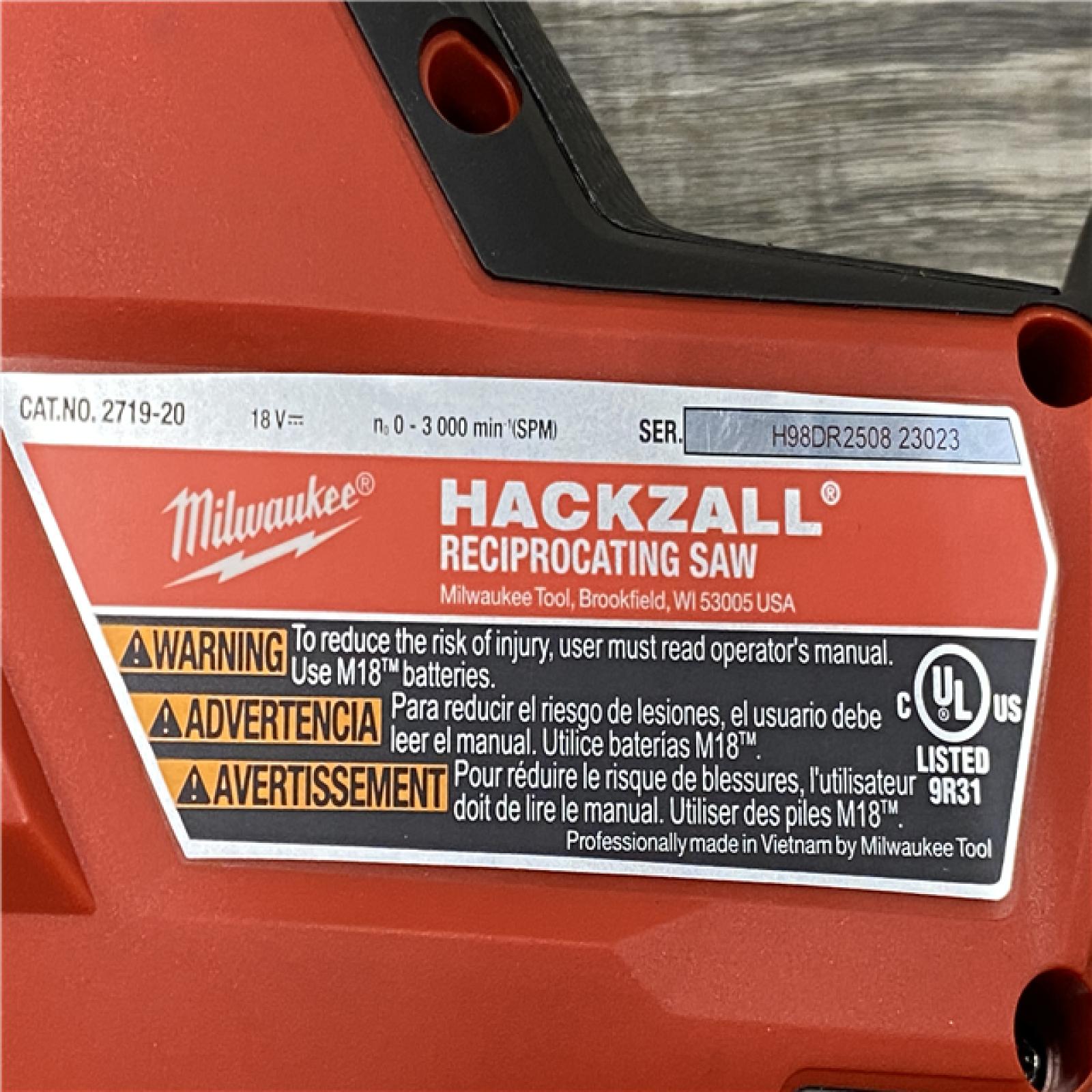 AS-IS Milwaukee  FUEL 18V Lithium-Ion Brushless Cordless HACKZALL Reciprocating Saw (Tool-Only)