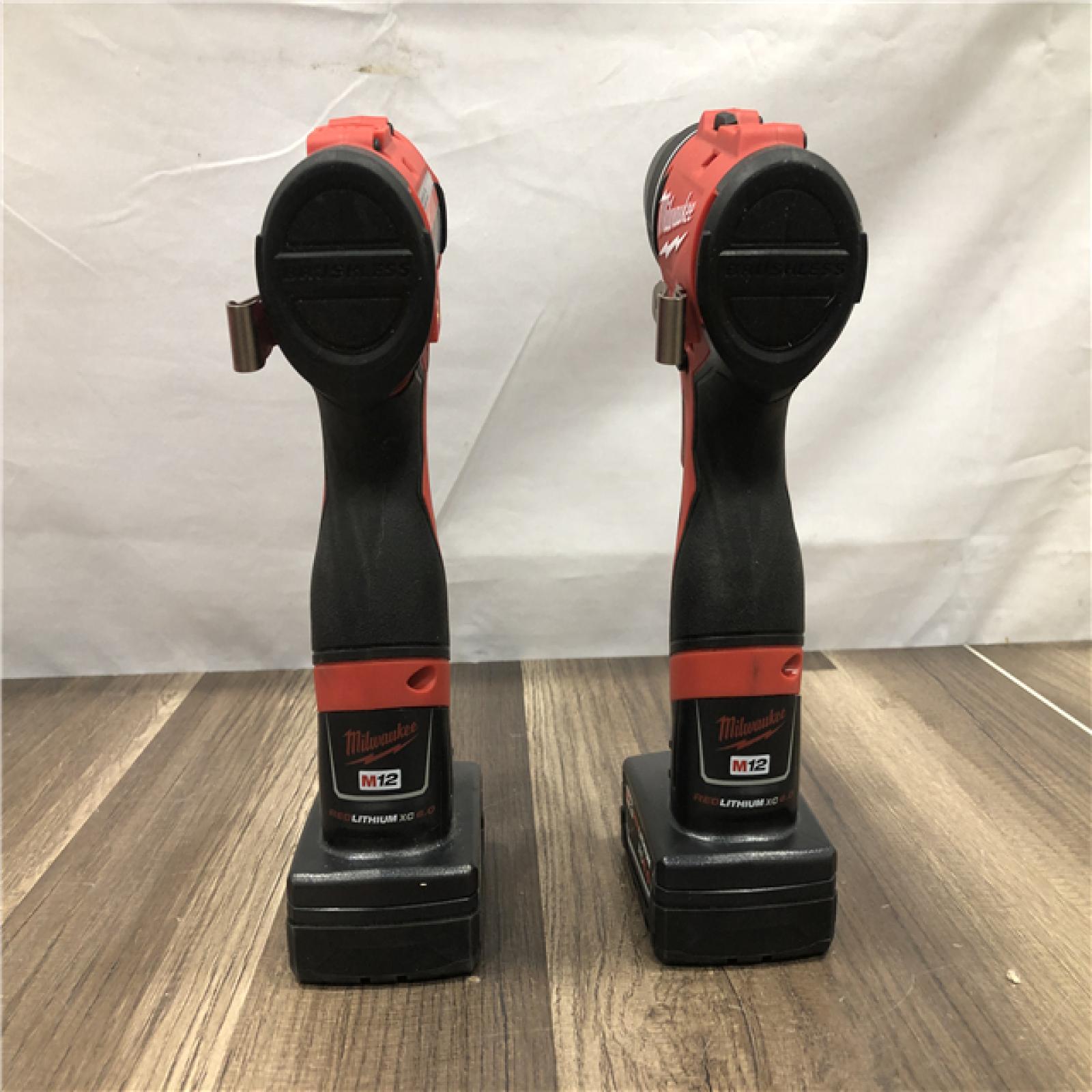 AS-IS Milwaukee 12-Volt Lithium-Ion Brushless Cordless Subcompact Drill and Impact Driver Combo Kit