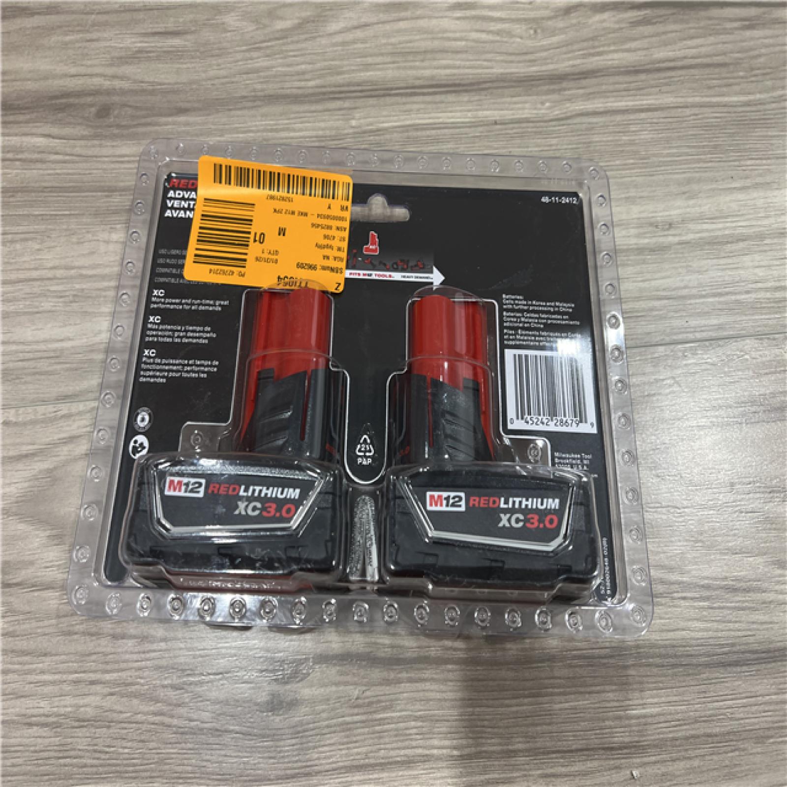 NEW Milwaukee M12 12-Volt Lithium-Ion XC Extended Capacity 3.0 Ah Battery Pack (2-Pack)