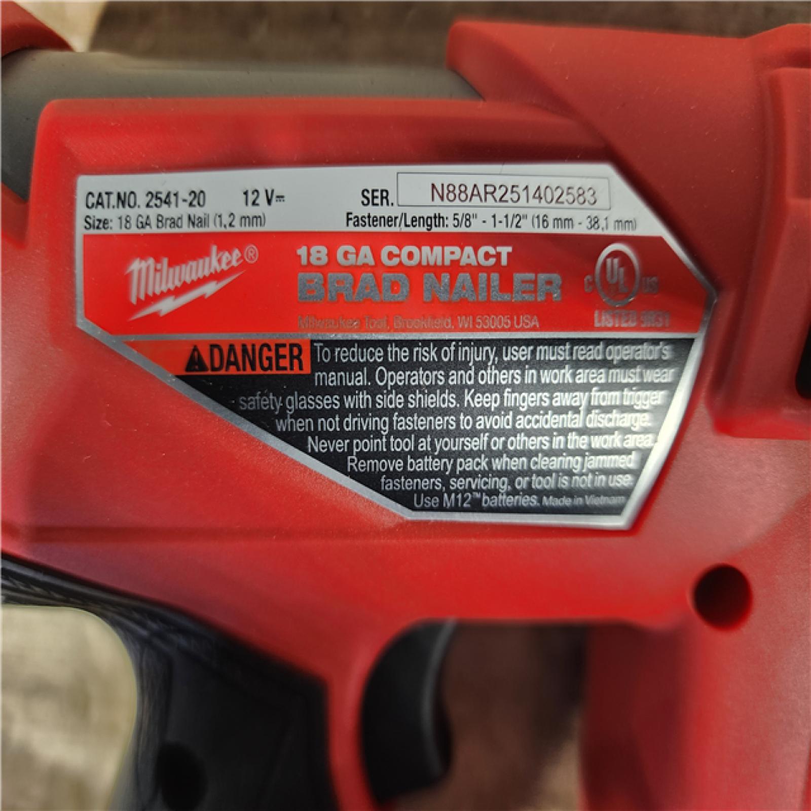 HOUSTON LOCATION - AS-IS Milwaukee FUEL 12-Volt Lithium-Ion Brushless Cordless 18-Gauge 1-1/2 in. Compact Brad Nailer (Tool Only)