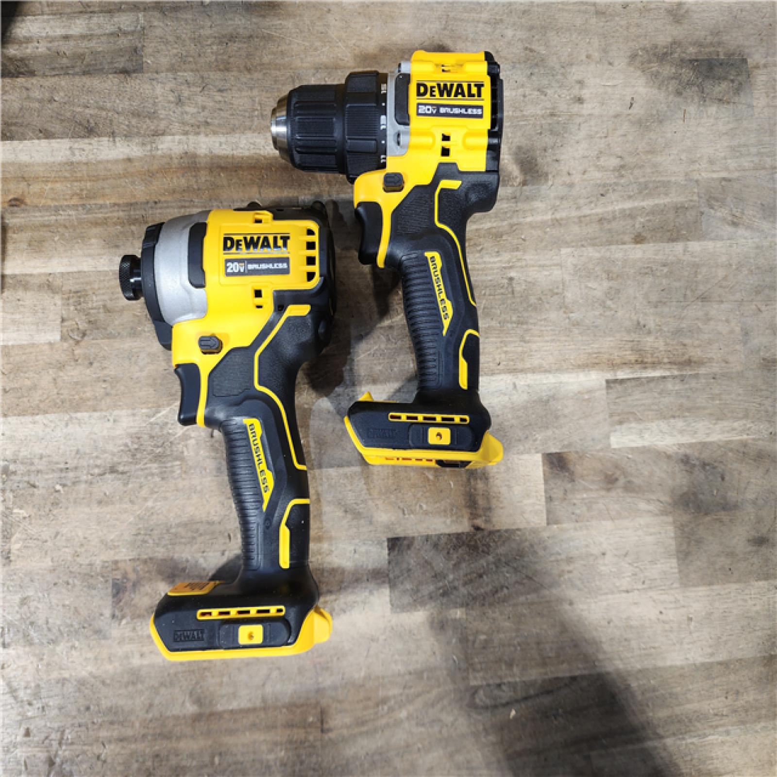 HOUSTON LOCATION - AS-IS Dewalt DCK225D2 20V MAX ATOMIC Brushless Compact Lithium-Ion 1/2 in. Cordless Drill Driver and 1/4 in. Impact Driver Combo Kit with 2 Batteries 2 Ah