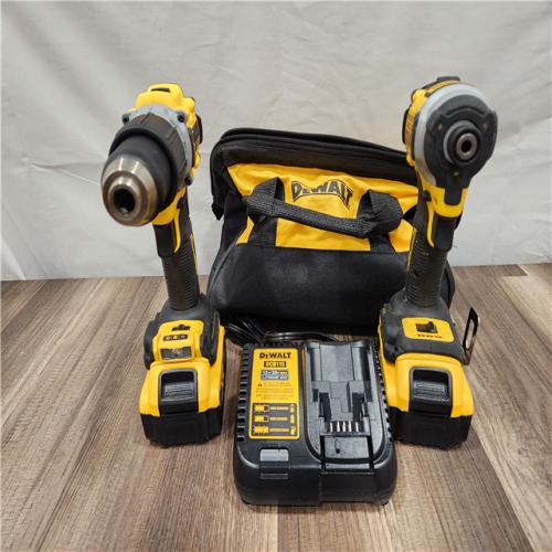 AS-IS DEWALT 20V MAX XR Hammer Drill and ATOMIC Impact Driver 2 Tool Cordless Combo Kit with (2) 4.0Ah Batteries, Charger, and Bag
