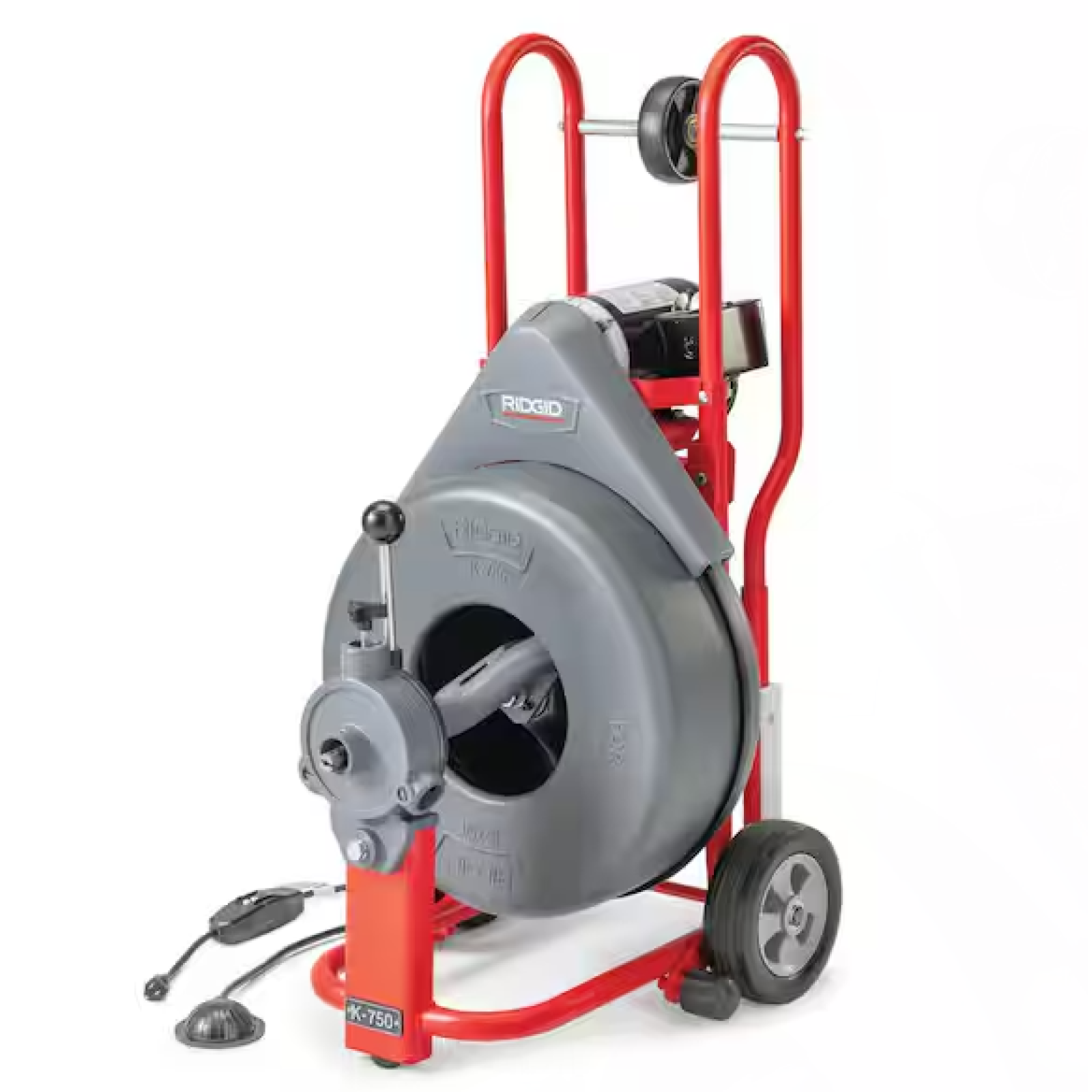 DALLAS LOCATION- RIDGID K-750 Drum Machine Drain Cleaner with C-100 Autofeed 100 ft. x 3/4 in. Cable and 3/4 in. Tool Set