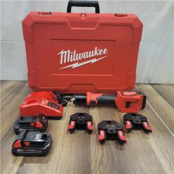 AS-IS Milwaukee M18 18V Lithium-Ion Cordless Short Throw Press Tool Kit with 3 PEX Crimp Jaws (2) 2.0 Ah Batteries and Charger