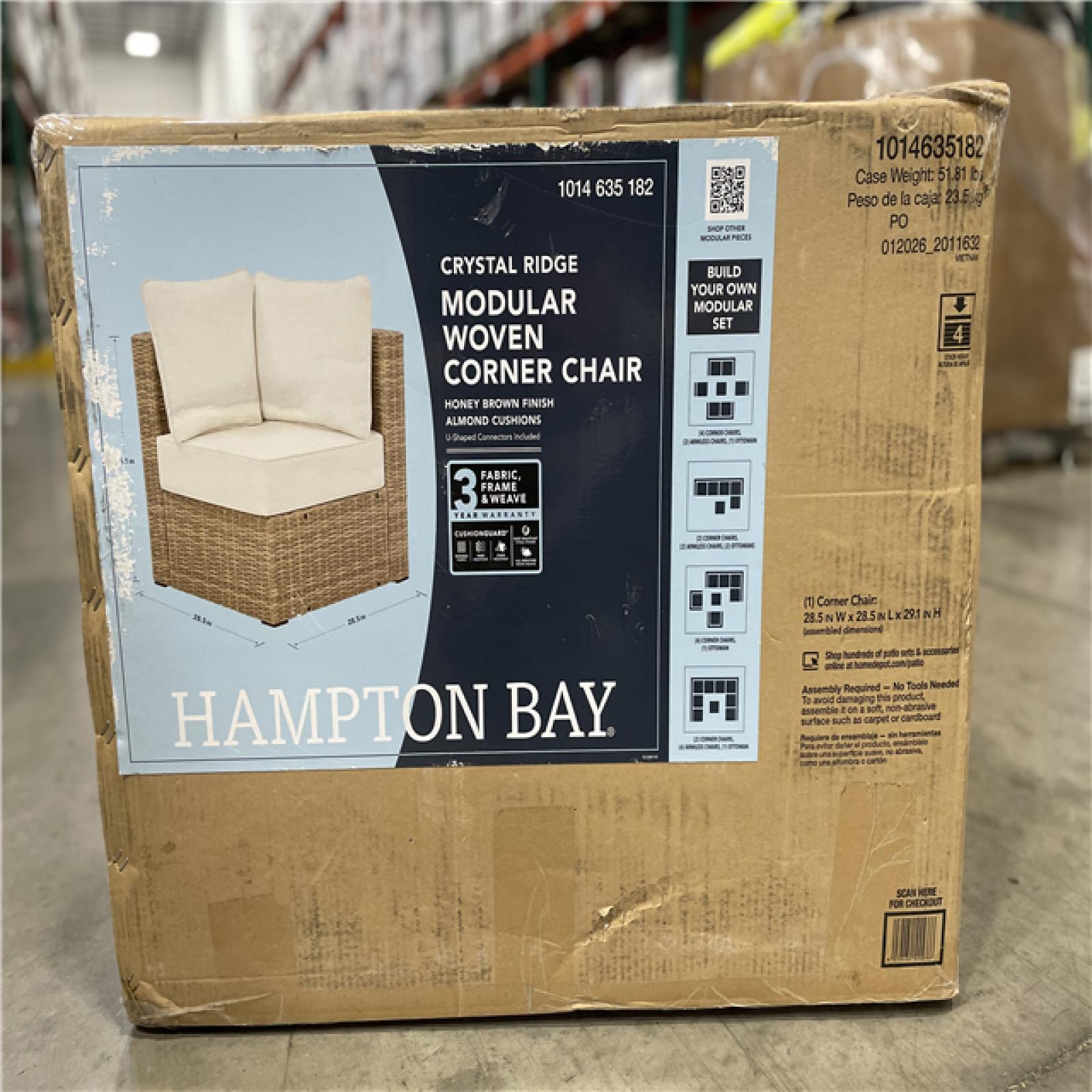 DALLAS LOCATION- NEW!- Hampton Bay Crystal Ridge Modular Woven Corner Chair