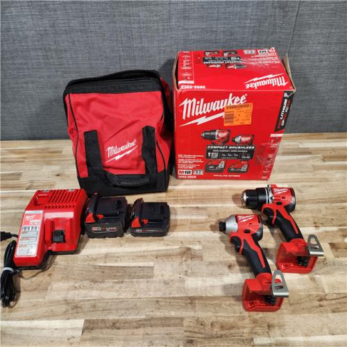 HOUSTON LOCATION - AS-IS Milwaukee 18-Volt Lithium-Ion Brushless Cordless Compact Hammer Drill/Impact Combo Kit