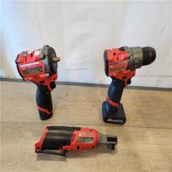 AS-IS- M12 FUEL 12V Lithium-Ion Cordless Drill Driver  Impact Wrench  and Ratchet Combo Kit (3-Tool) W/Batteries  Charger & Bag