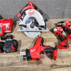 HOUSTON LOCATION - AS-IS (APPEARS LIKE NEW) Milwaukee M18 18-Volt Lithium-Ion Brushless Cordless Combo Kit (4-Tool) with 2-Batteries  1-Charger and Tool Bag