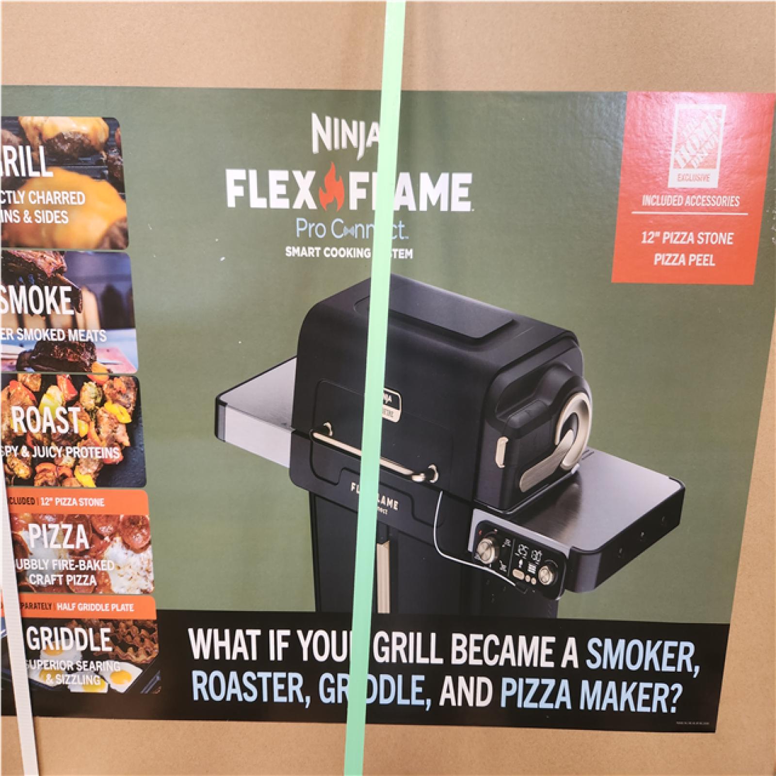 Phoenix NEW NINJA FlexFlame ProConnect Wi-Fi 3-Burner Propane Grill in Black with Pizza Stone and Peel