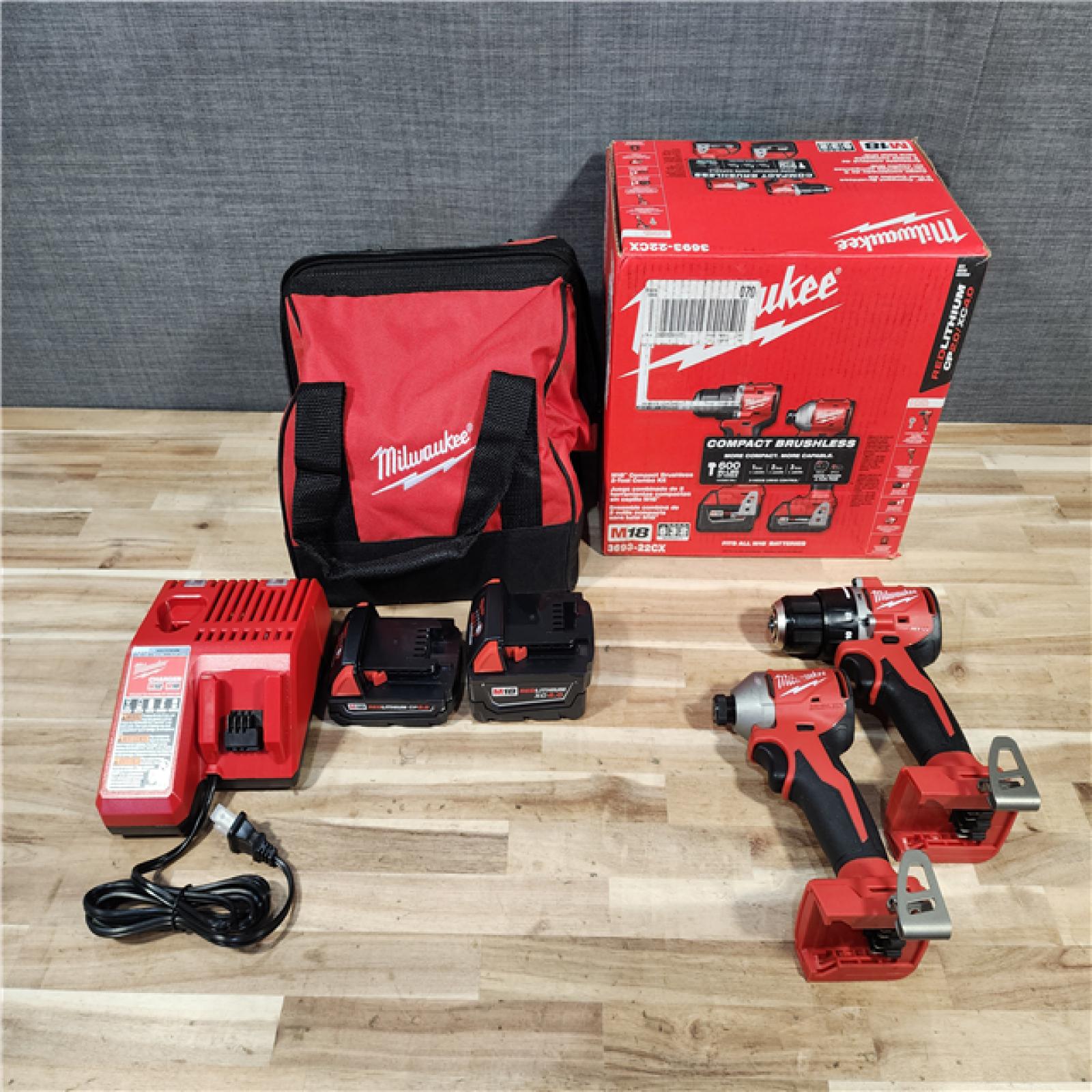 HOUSTON LOCATION - AS-IS Milwaukee 18-Volt Lithium-Ion Brushless Cordless Compact Hammer Drill/Impact Combo Kit
