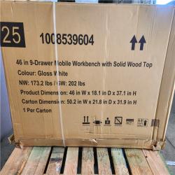 Phoenix NEW Husky Tool Storage 46 in. W x 18 in. D 9-Drawer Gloss White Mobile Workbench Cabinet (SEALED)