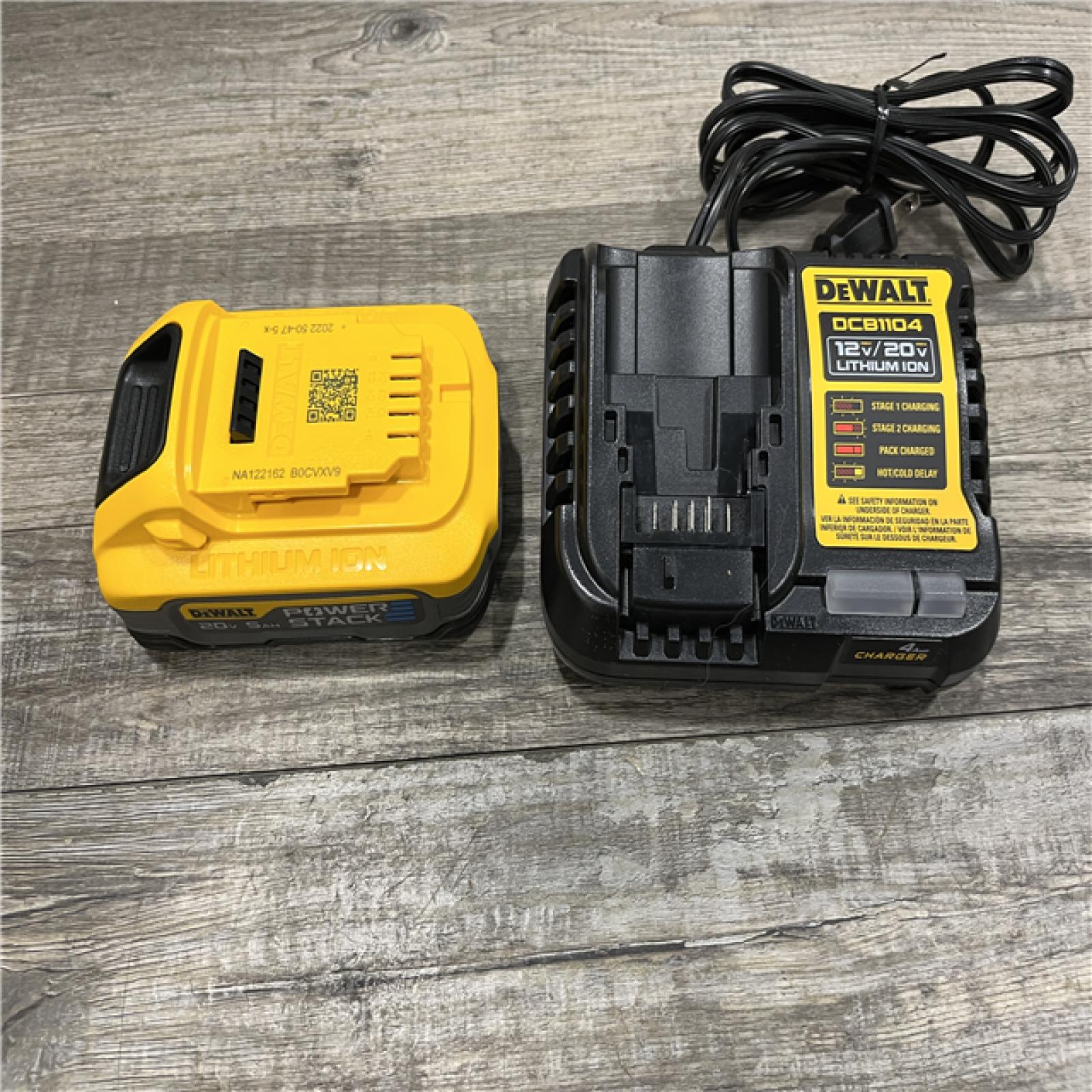 AS-IS DEWALT 20V POWERSTACK Lithium-Ion Battery Starter Kit with 5.0Ah Battery and Charger