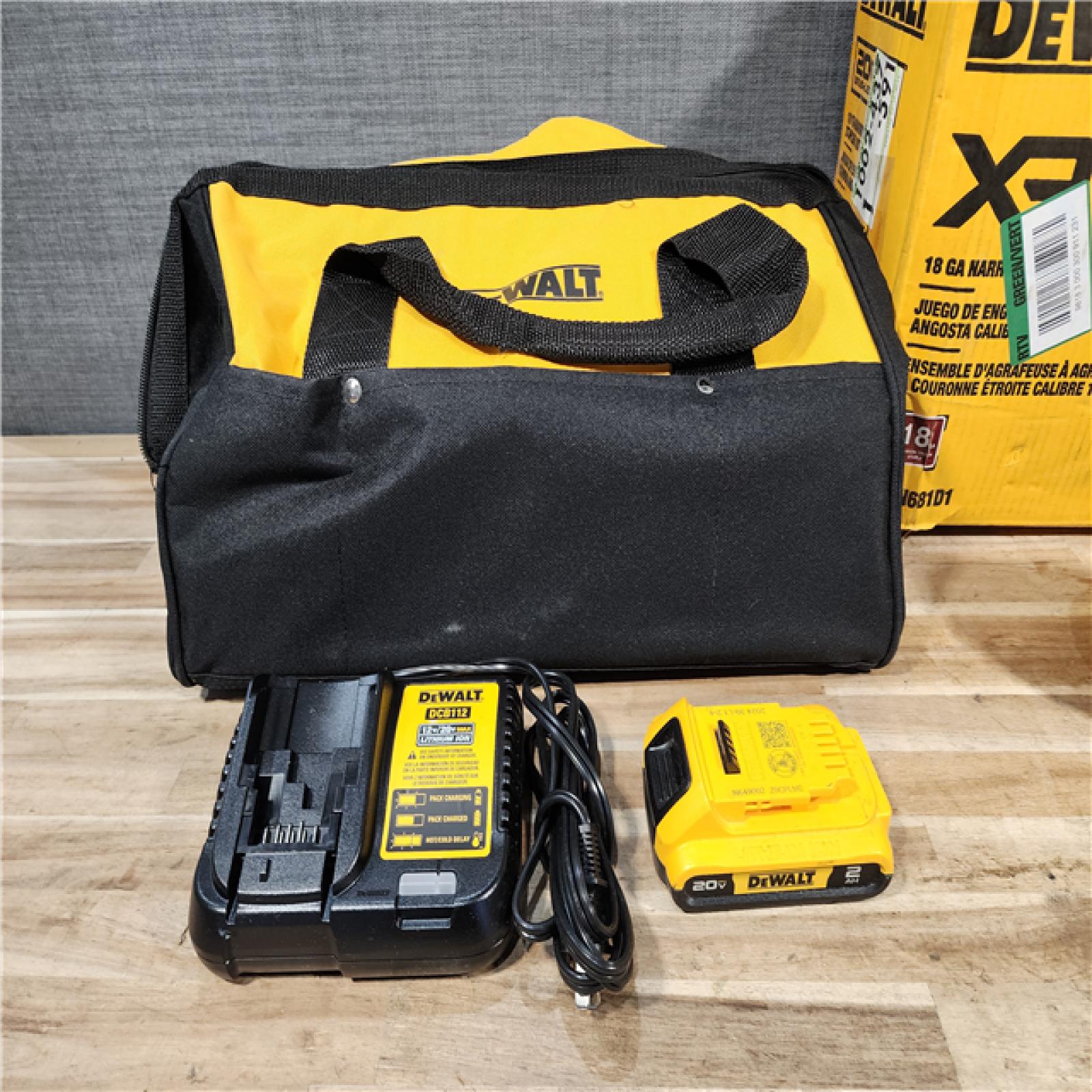 HOUSTON LOCATION - AS-IS DEWALT 20V MAX XR Lithium-Ion Cordless 18-Gauge Narrow Crown Stapler Kit