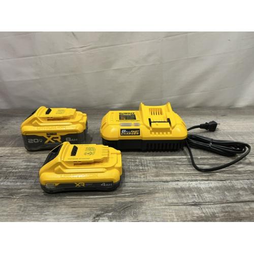 AS-IS DEWALT 20V XR Lithium-Ion Starter Pack with 8.0 Ah and 4.0 Ah Battery Packs and Charger