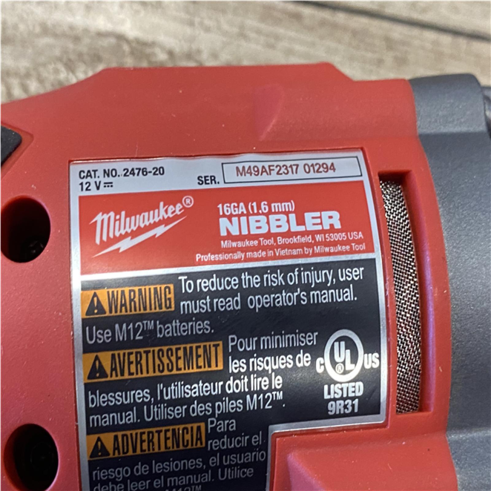 AS-IS Milwaukee FUEL 12-Volt Lithium-Ion Brushless Cordless 16-Gauge Variable Speed Nibbler (Tool-Only)
