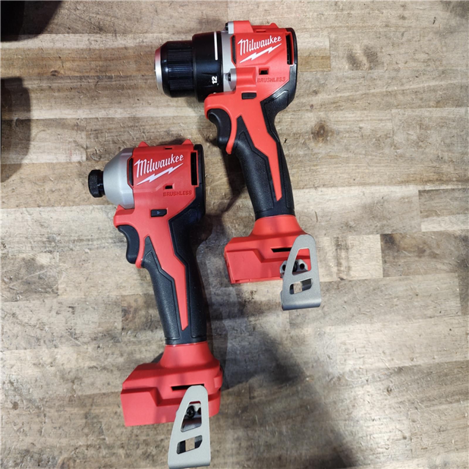 HOUSTON LOCATION - AS-IS Milwaukee M18 18V Lithium-Ion Brushless Cordless Compact Drill/Impact Combo Kit (2-Tool) W/(2) 2.0 Ah Batteries  Charger & Bag
