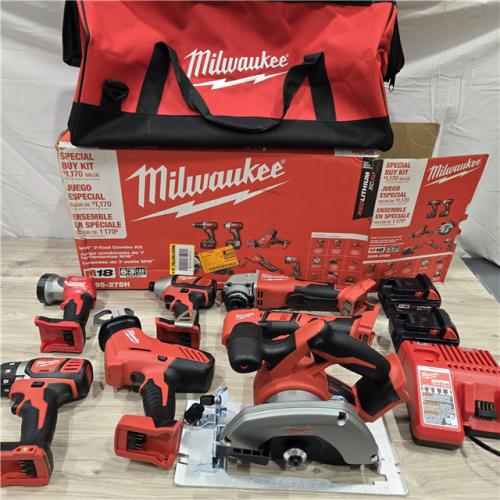 LIKE NEW! - Milwaukee M18 18-Volt Lithium-Ion Cordless Combo Kit 7-Tool with 2-Batteries, Charger and Tool Bag