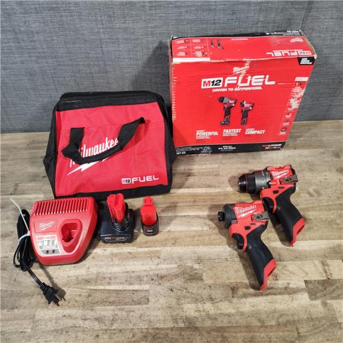 HOUSTON LOCATION - AS-IS Milwaukee FUEL 12-Volt Lithium-Ion Brushless Cordless Hammer Drill and Impact Driver Combo Kit