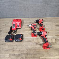 HOUSTON LOCATION - AS-IS MILWAUKEE 3 TOOL COMBO KIT W/ (2) BATTERY & CHARGER
