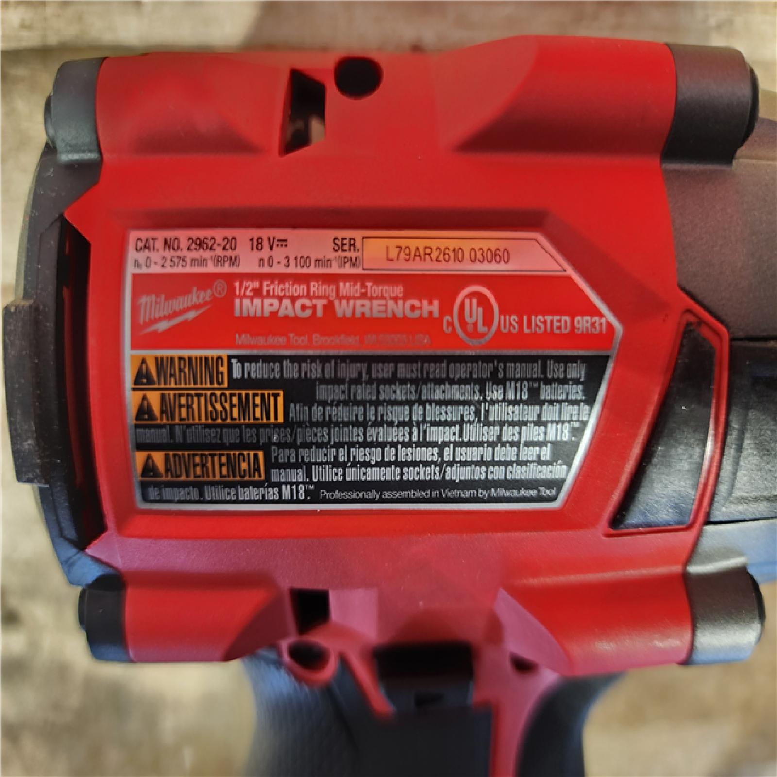 HOUSTON LOCATION - AS-IS Milwaukee FUEL Gen-2 18V Lithium-Ion Brushless Cordless Mid Torque 1/2 in. Impact Wrench w/Friction Ring (Tool-Only)