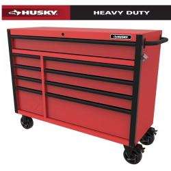 DALLAS LOCATION - Husky Heavy-Duty 52 in. W x 20 in. D 9-Drawer Rolling Tool Cabinet in Textured Red