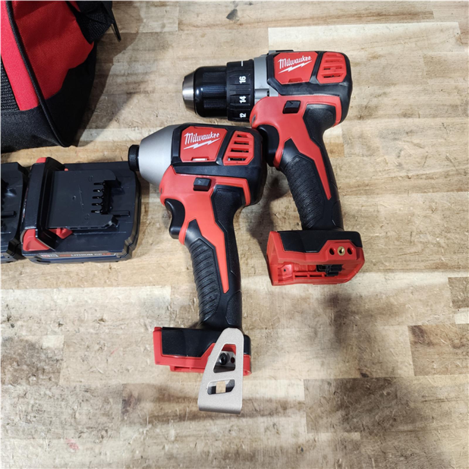 HOUSTON LOCATION - AS - IS Milwaukee 18V Lithium-Ion Cordless Drill Driver/Impact Driver Combo Kit