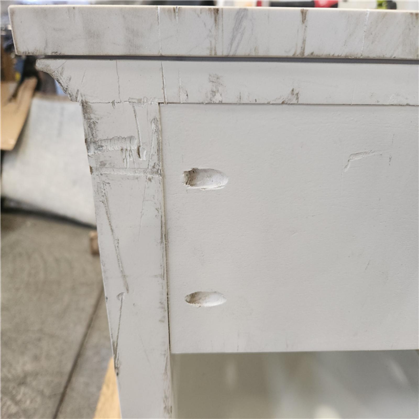 Phoenix AS-IS Home Decorators Collection Dennick 60 in. Double Sink White Bath Vanity with White Engineered Stone Top (Assembled)