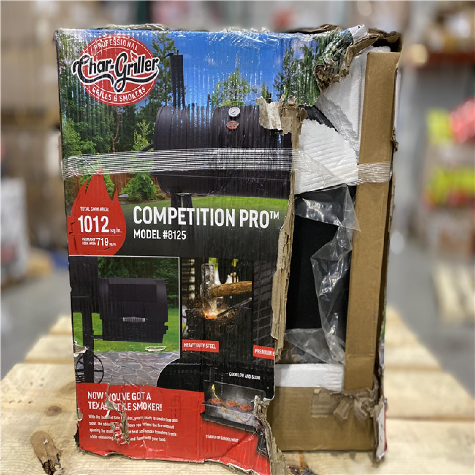 DALLAS LOCATION -Char-Griller 1012 sq. in. Competition Pro Offset Charcoal Grill or Wood Smoker in Black