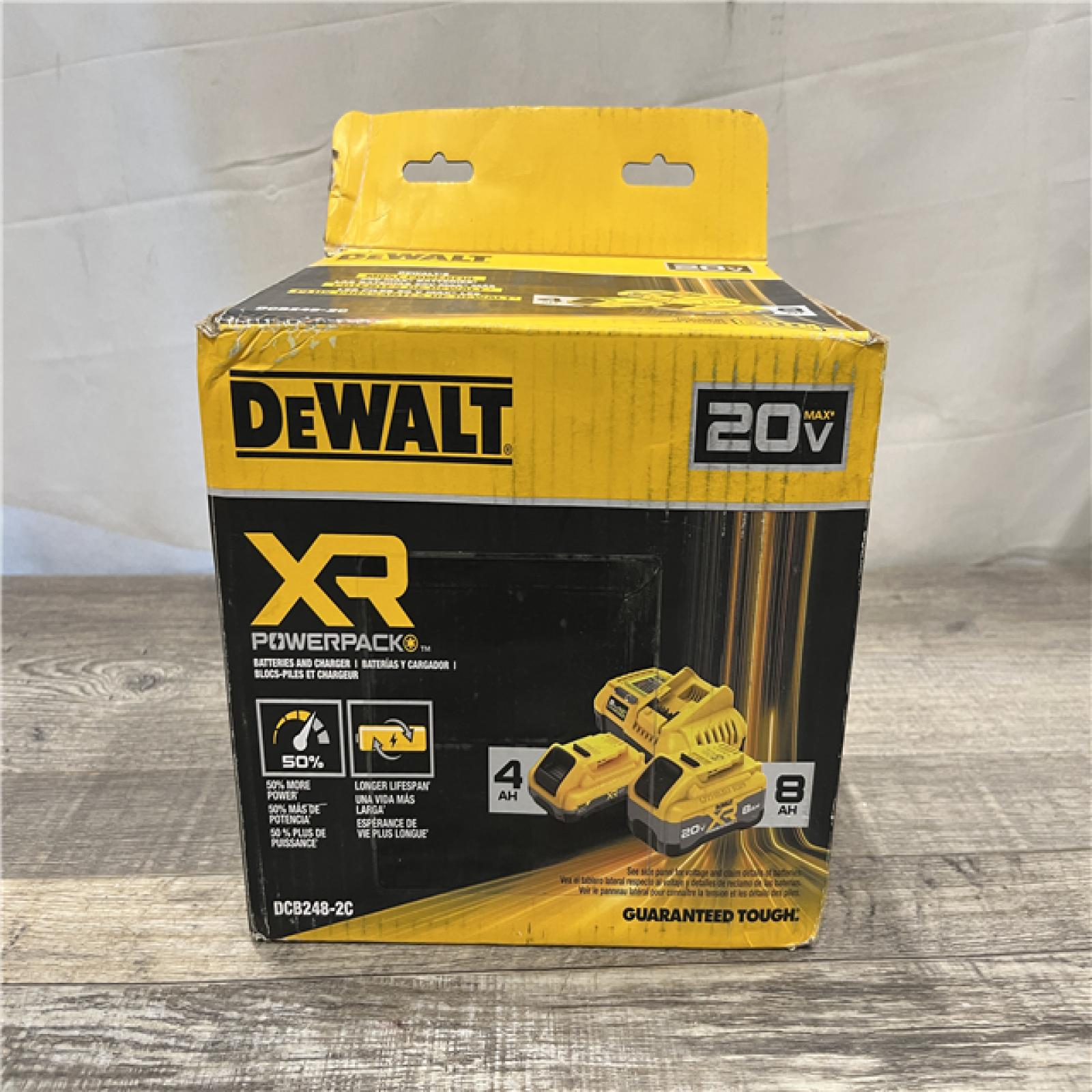 NEW - DEWALT 20V XR Lithium-Ion Starter Pack with 8.0 Ah and 4.0 Ah Battery Packs and Charger