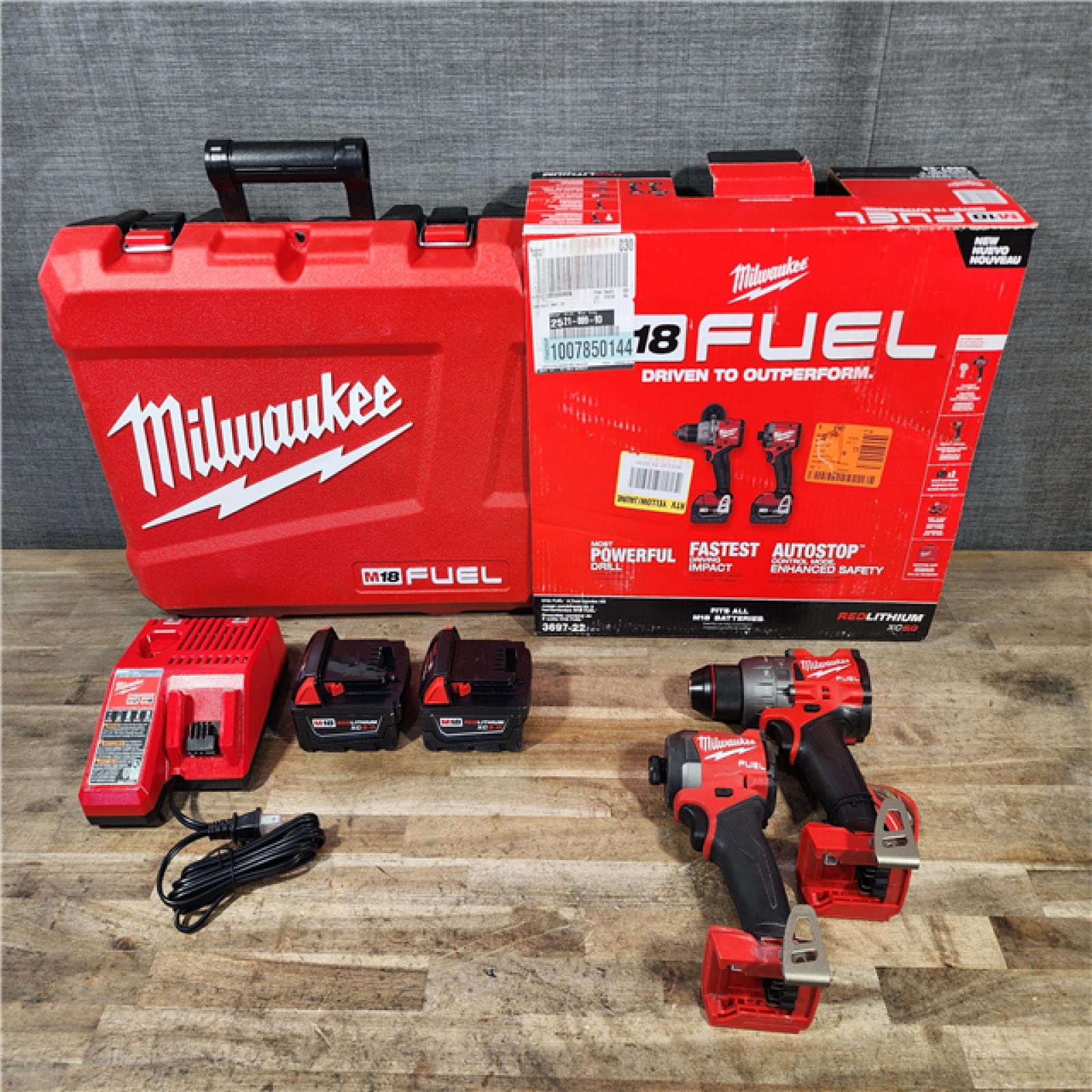 HOUSTON LOCATION - AS-IS Milwaukee FUEL 18V Lithium-Ion Brushless Cordless Hammer Drill and Impact Driver Combo Kit