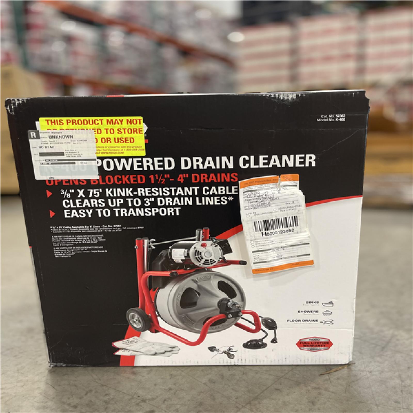 NEW!- RIDGID K-400 Drain Cleaning Snake Auger 120-Volt Drum Machine