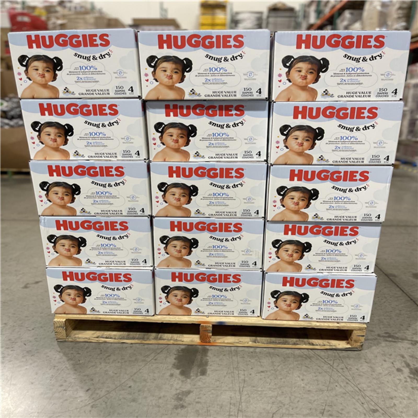 DALLAS LOCATION- HUGGIES SNUG & DRY SIZE 4 DIAPERS 150 count- PALLET (30 Units)
