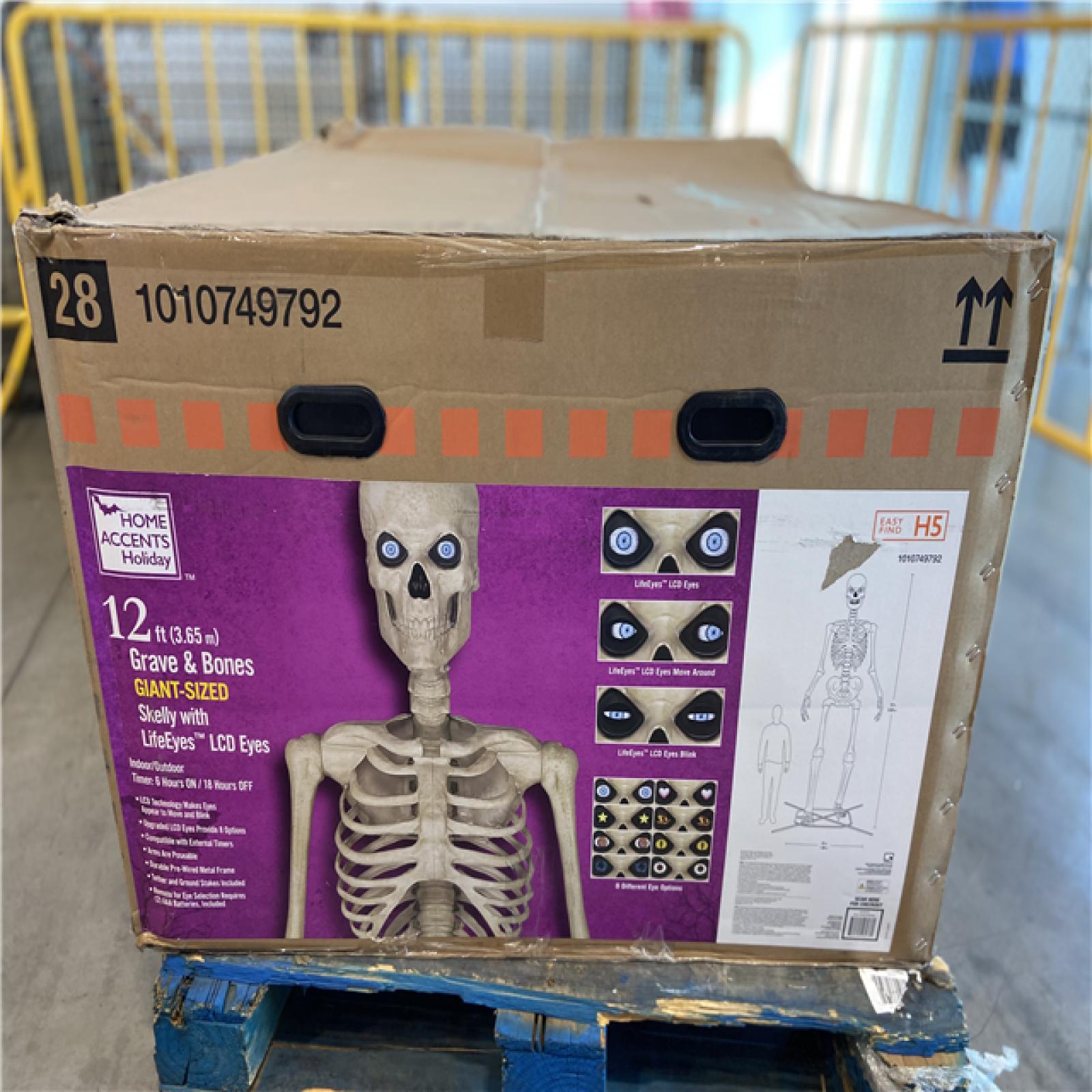 DALLAS LOCATION - Home Accents Holiday 12 ft. Grave & Bones Giant-Sized Skelly with LifeEyes™ LCD Eyes H5