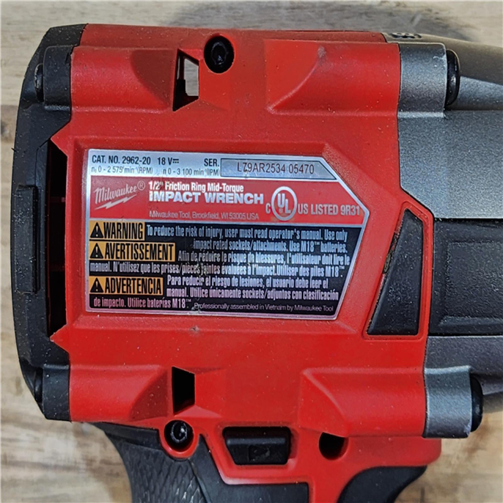 HOUSTON LOCATION - AS-IS Milwaukee  FUEL Gen-2 18V Lithium-Ion Brushless Cordless Mid Torque 1/2 in. Impact Wrench w/Friction Ring (Tool-Only)