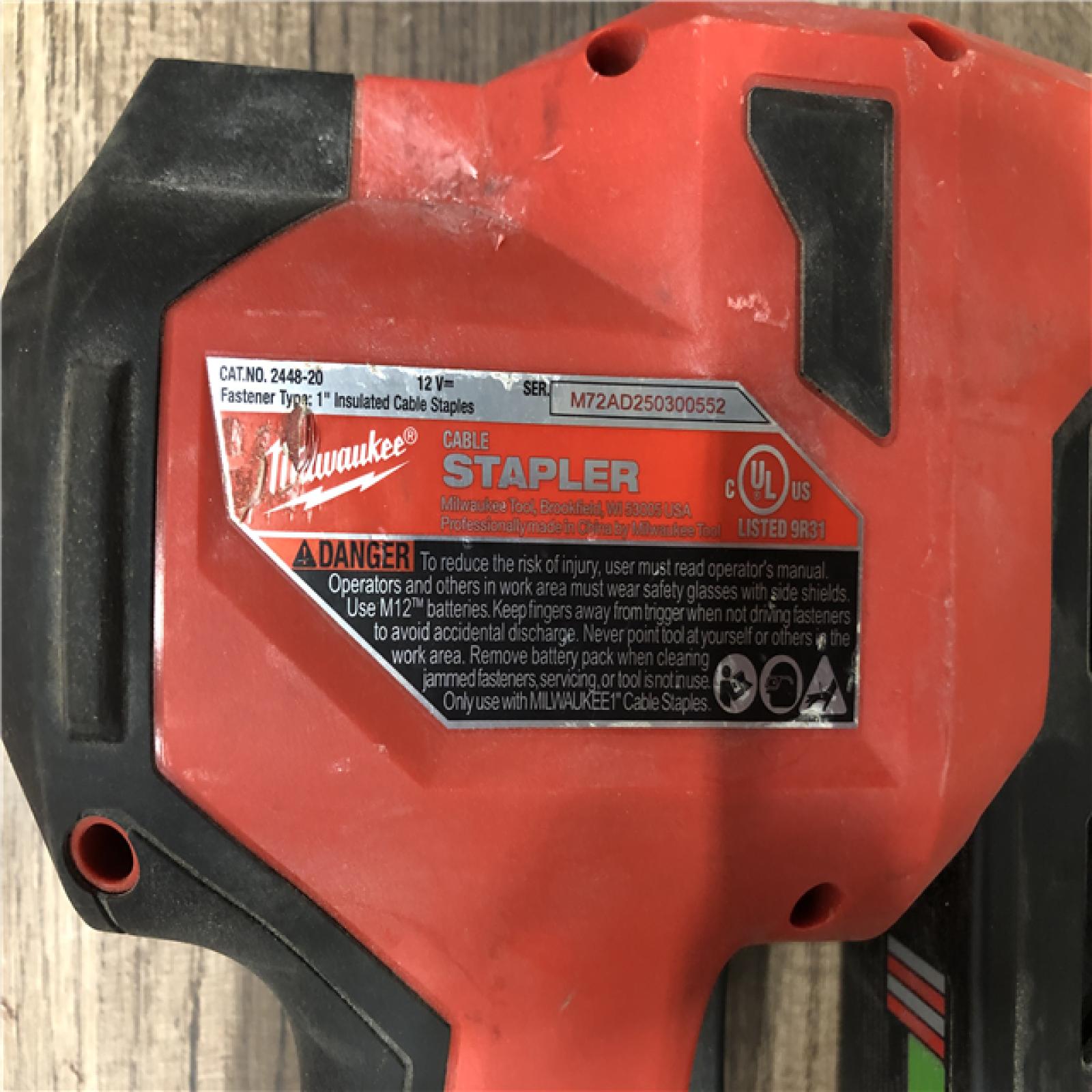 AS-IS Milwaukee M12 12-Volt Lithium-Ion Cordless Cable Stapler (Tool-Only)