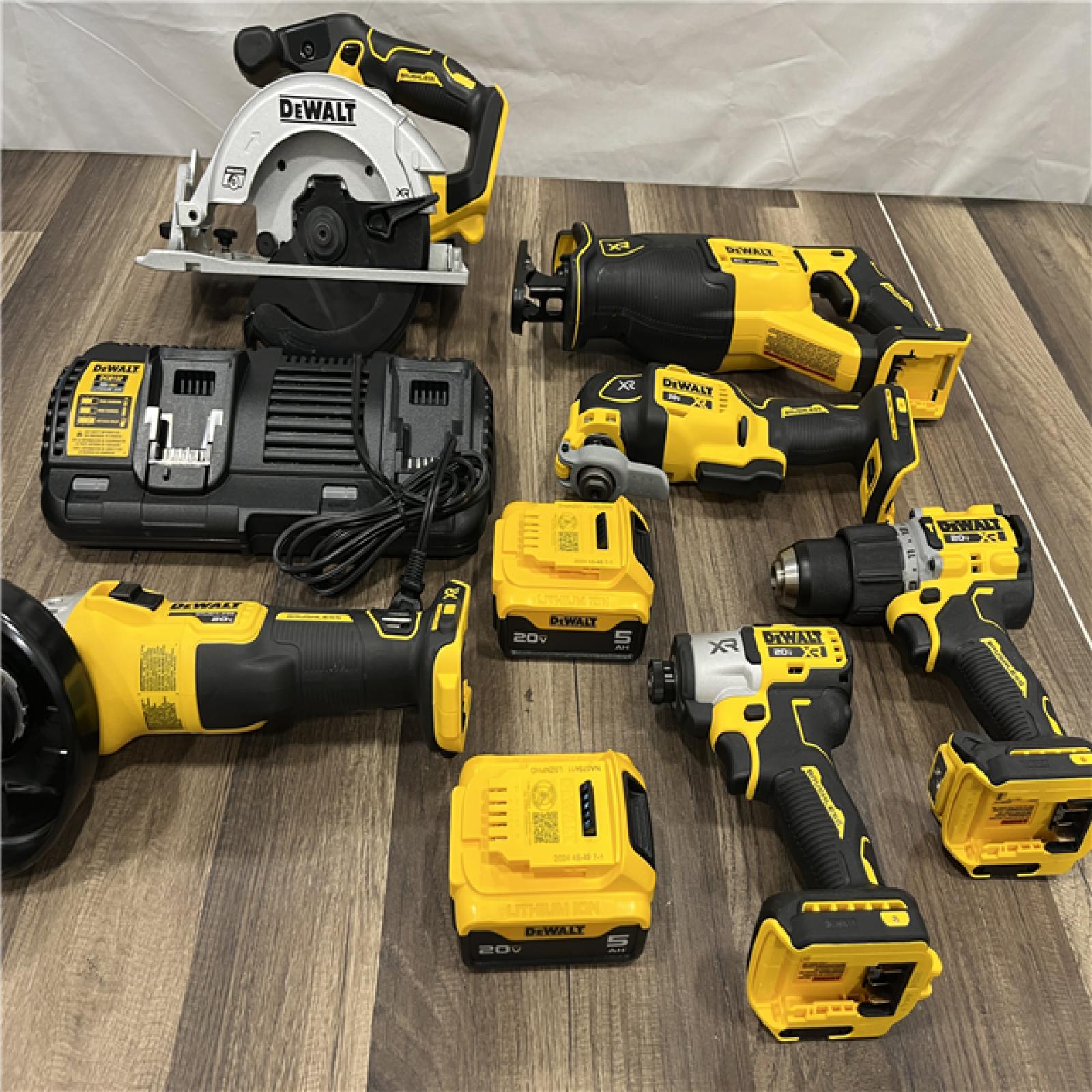 AS-IS DEWALT  20-Volt XR Lithium-Ion 6-Tool Cordless Combo Kit with (2) 5.0 Ah Battery Packs and Charger