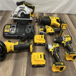 AS-IS DEWALT  20-Volt XR Lithium-Ion 6-Tool Cordless Combo Kit with (2) 5.0 Ah Battery Packs and Charger