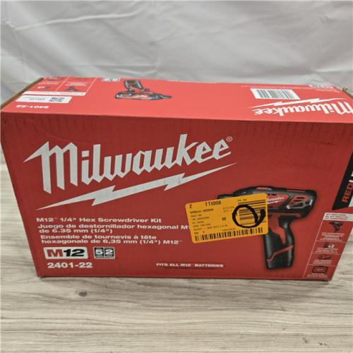 NEW! - Milwaukee 2401-22 - M12 12V Cordless Screwdriver Kit