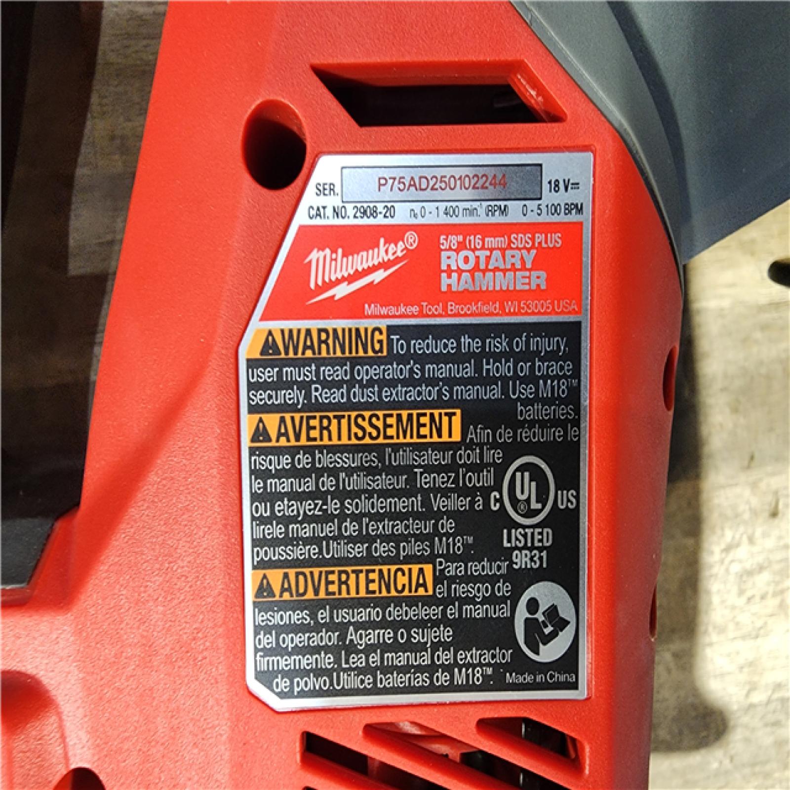 HOUSTON LOCATION - AS-IS M18 FUEL 18V Lithium-Ion Brushless Cordless 5/8 in. SDS-Plus Rotary Hammer (Tool-Only)