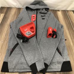 AS-IS Men's Large M12 12-Volt Lithium-Ion Cordless Gray Heated Jacket Hoodie Kit