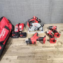 HOUSTON LOCATION - AS-IS MILWAUKEE 4 TOOL COMBO KIT W/ (2) BATTERY & CHARGER